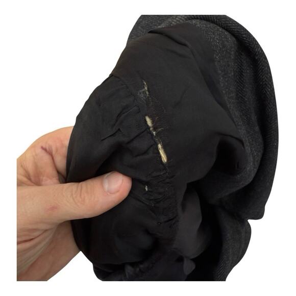 Vintage 1950’s Charcoal Gray Wool Herringbone Tweed Overcoat Jacket Men’s Large - Picture 8 of 9